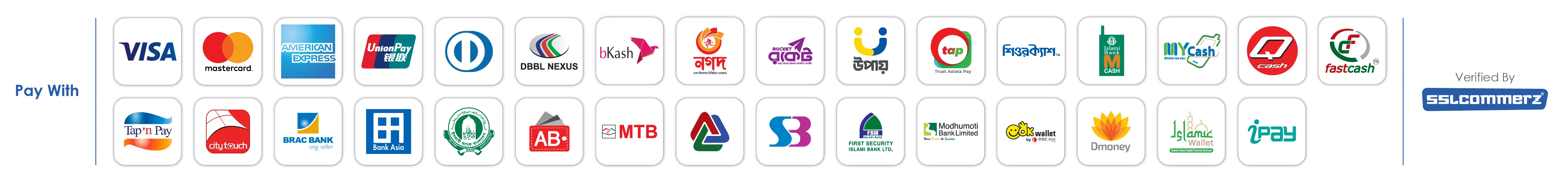SSLCommerz Payment Methods - Visa, Mastercard, bKash, Nagad, Rocket and more